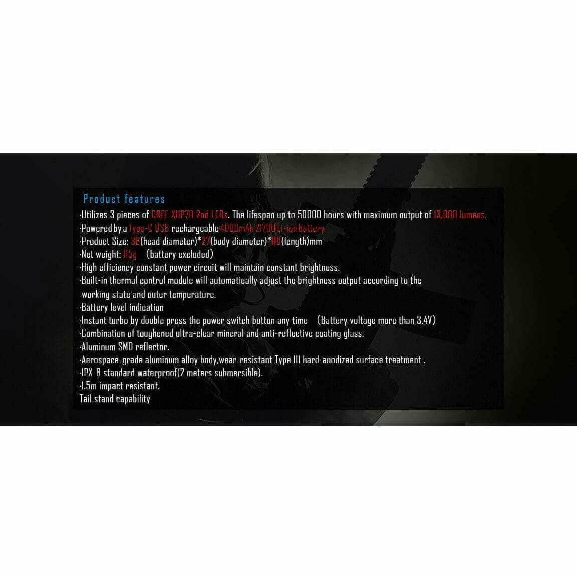 Imalent MS03 13000 Lumen, 324m Throw Flashlight - Image 13